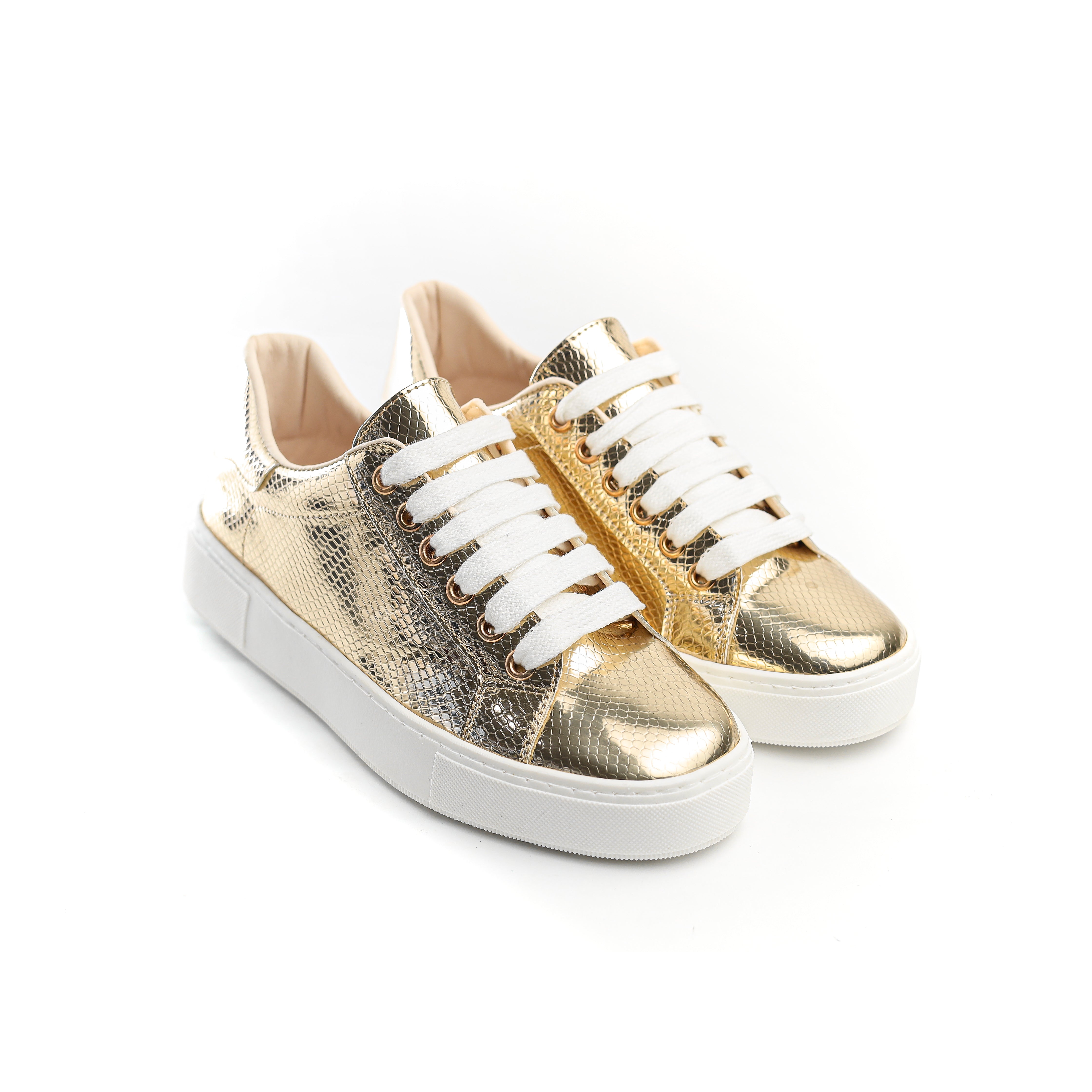 Metallic Accent Sneakers Gold