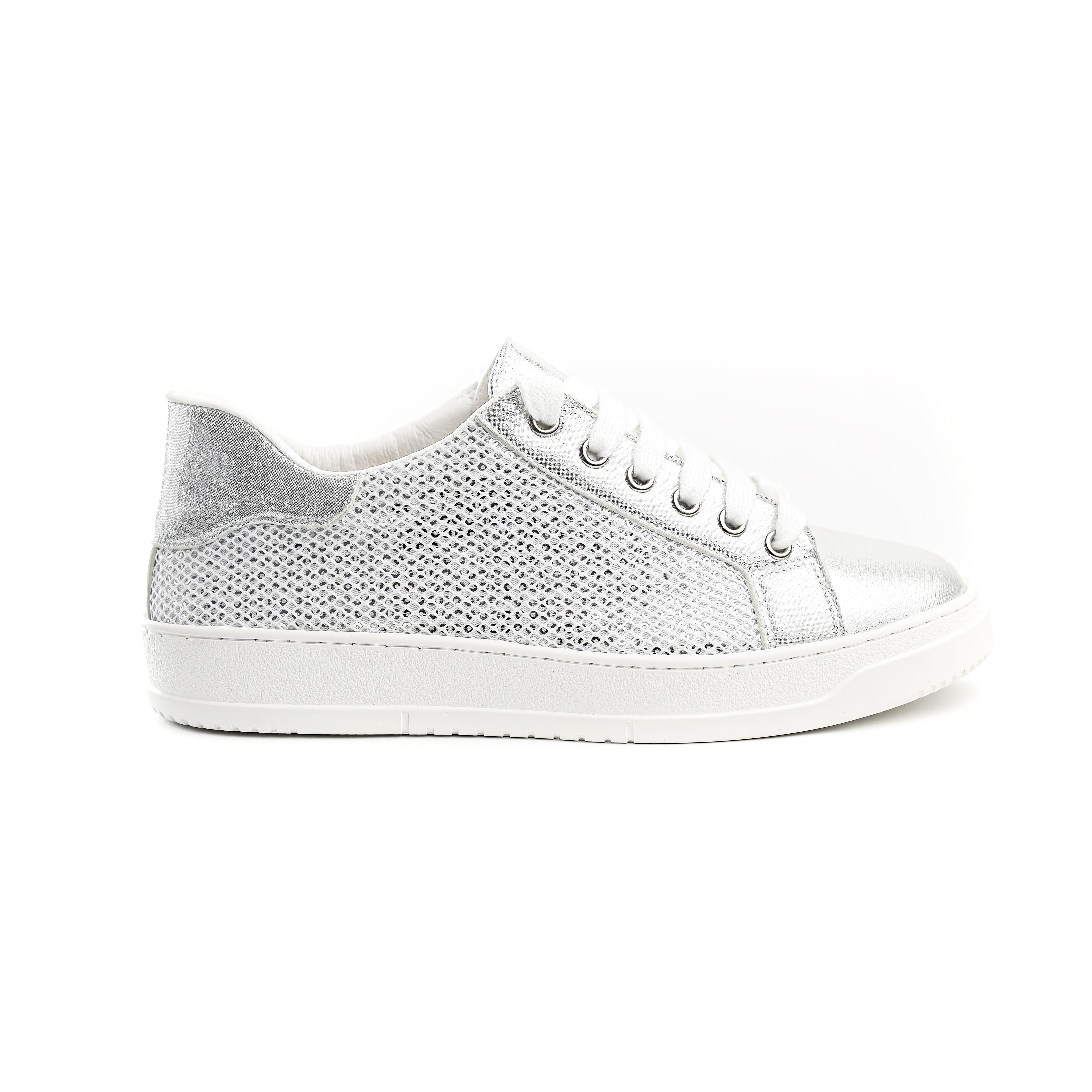 Mesh Panel Sneakers Silver