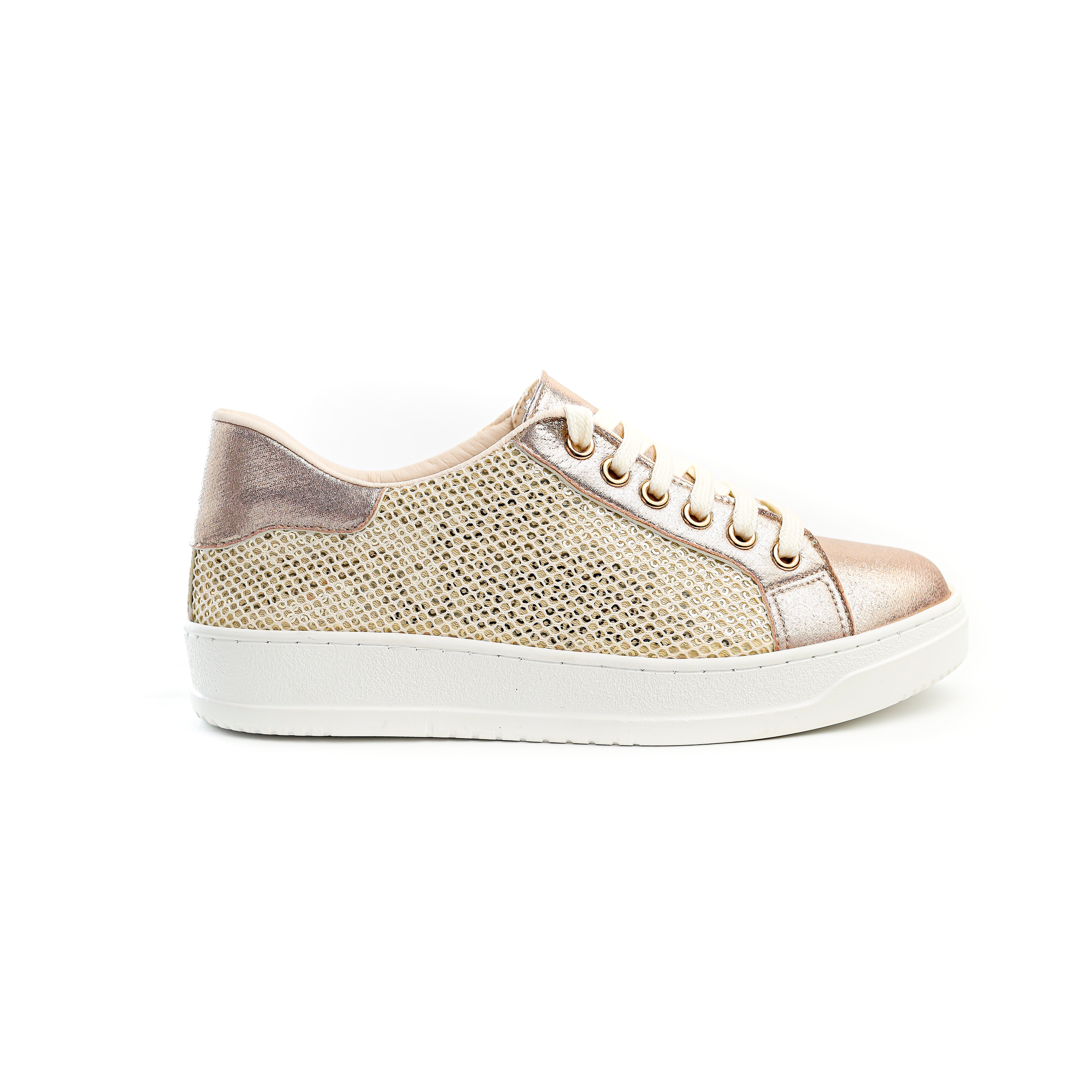 Mesh Panel Sneakers Gold