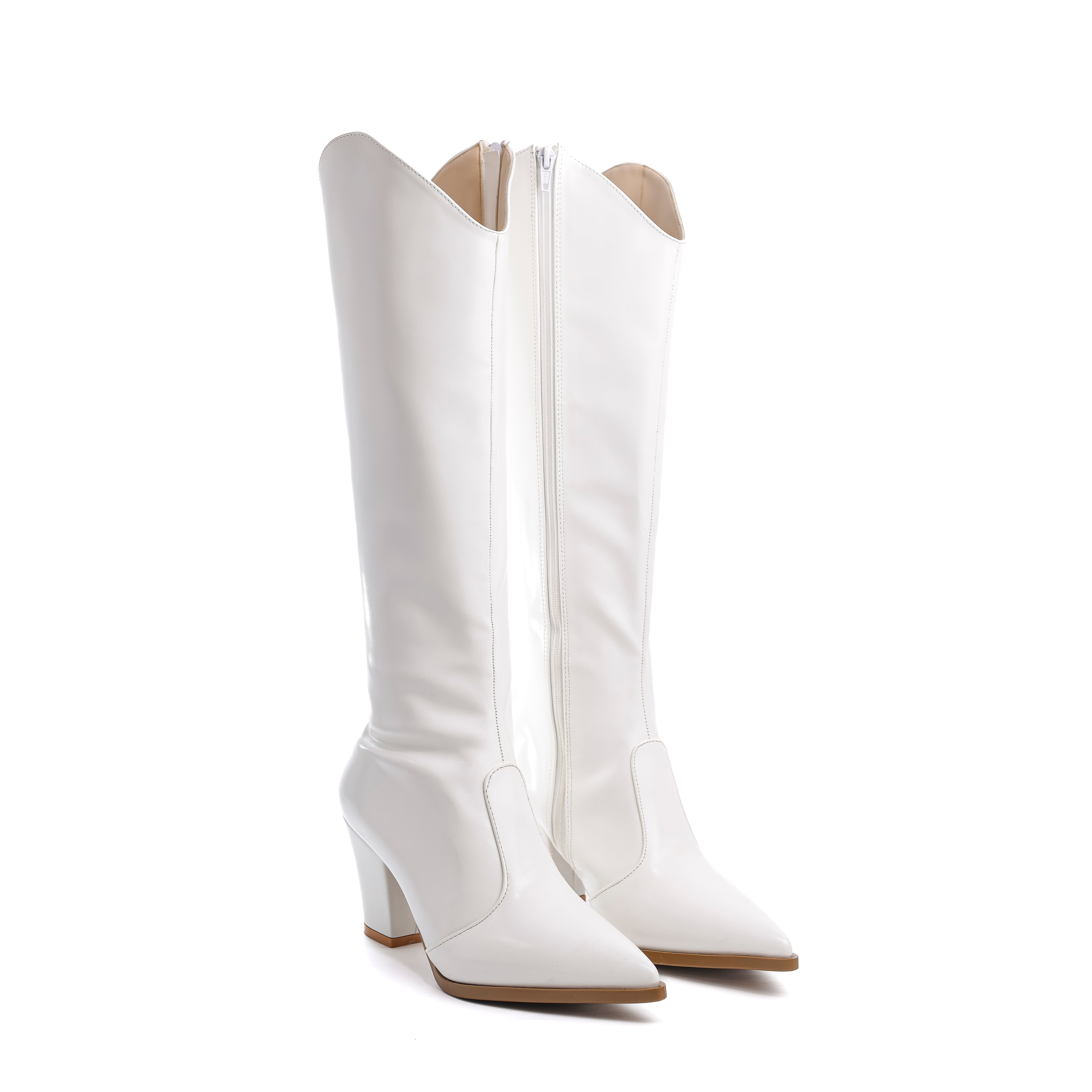 Pointed-Toe Western Boots White