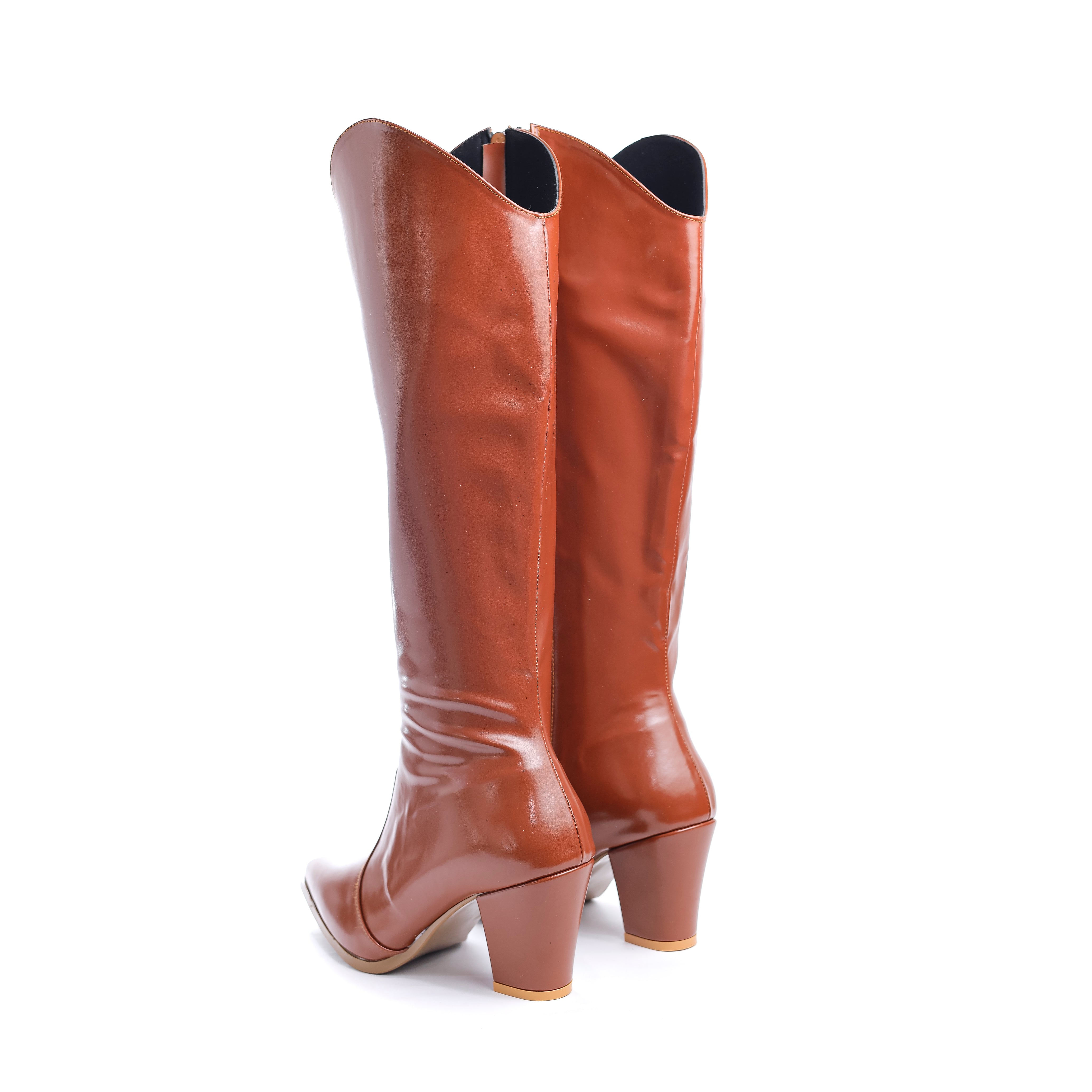 Pointed-Toe Western Boots Brown