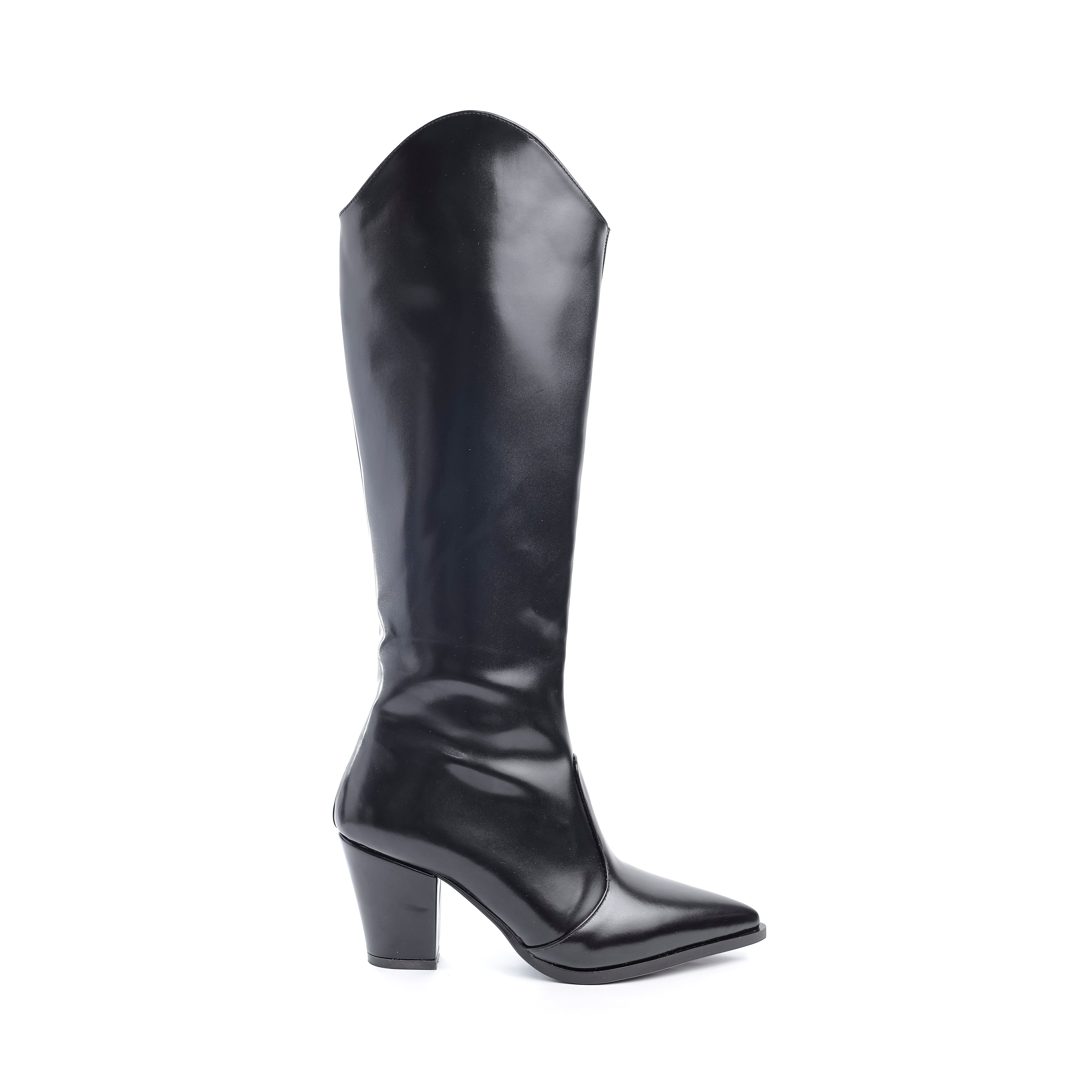 Pointed-Toe Western Boots Black