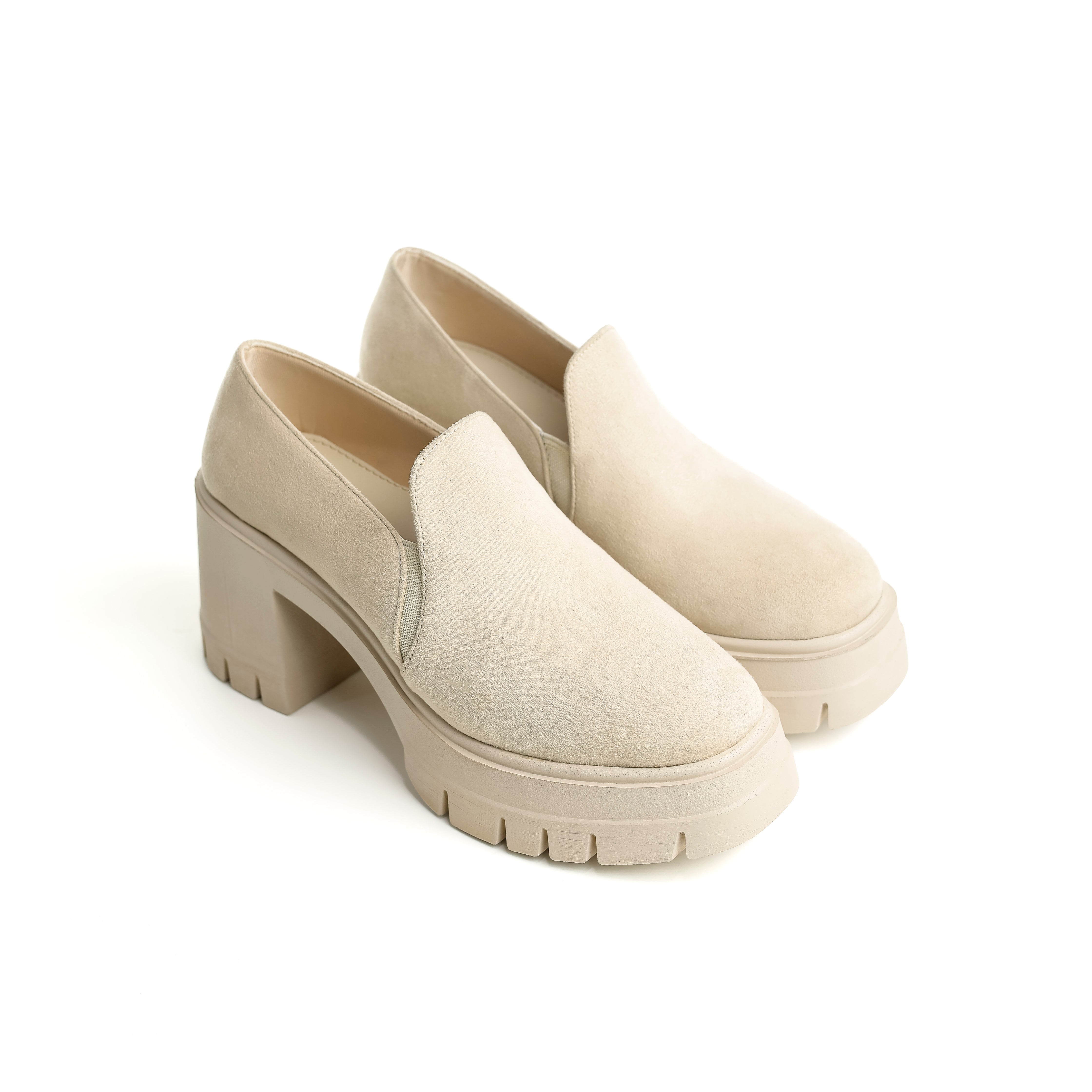 Uptown Lug-Sole Loafers Beige