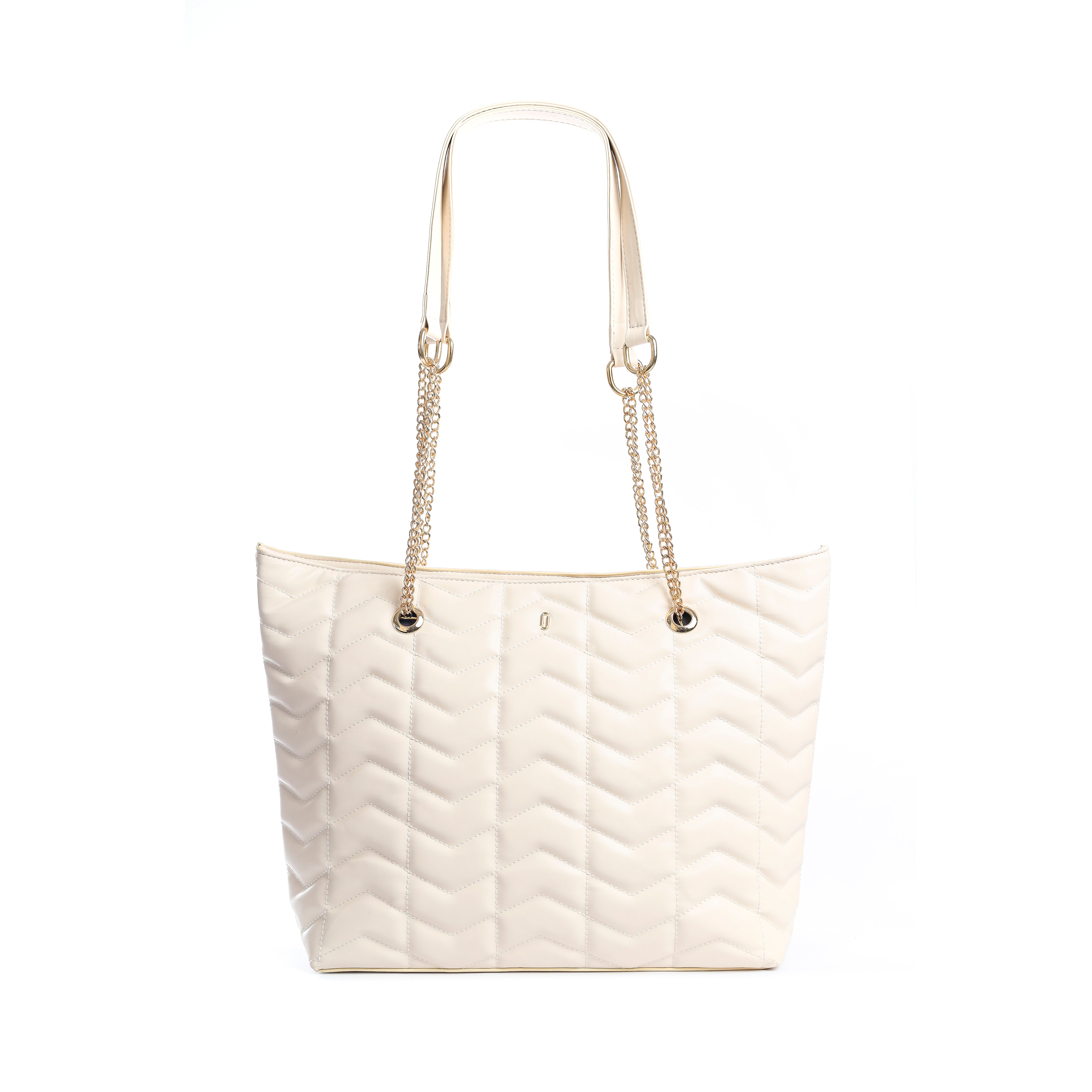 Chevron Chain Tote white