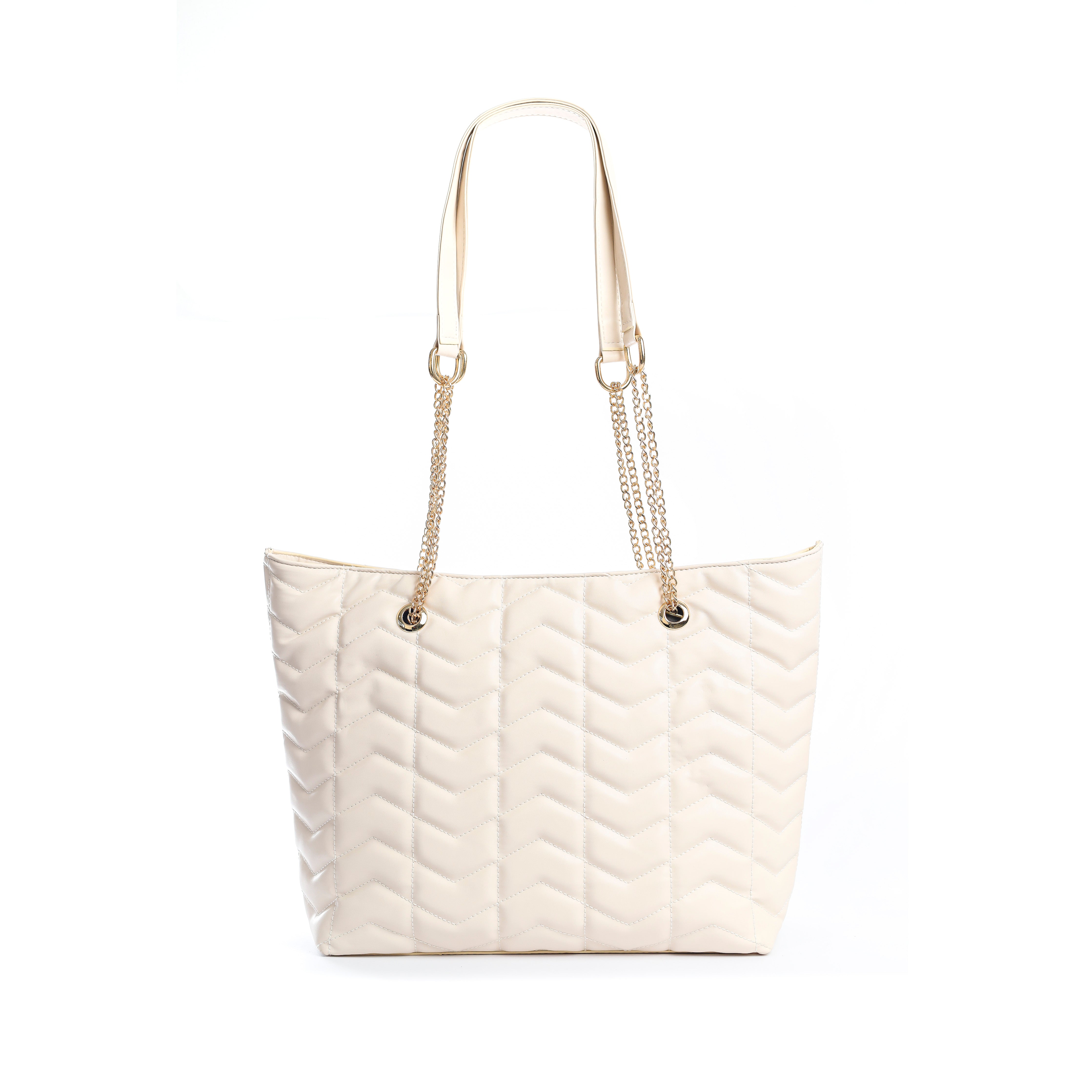 Chevron Chain Tote white