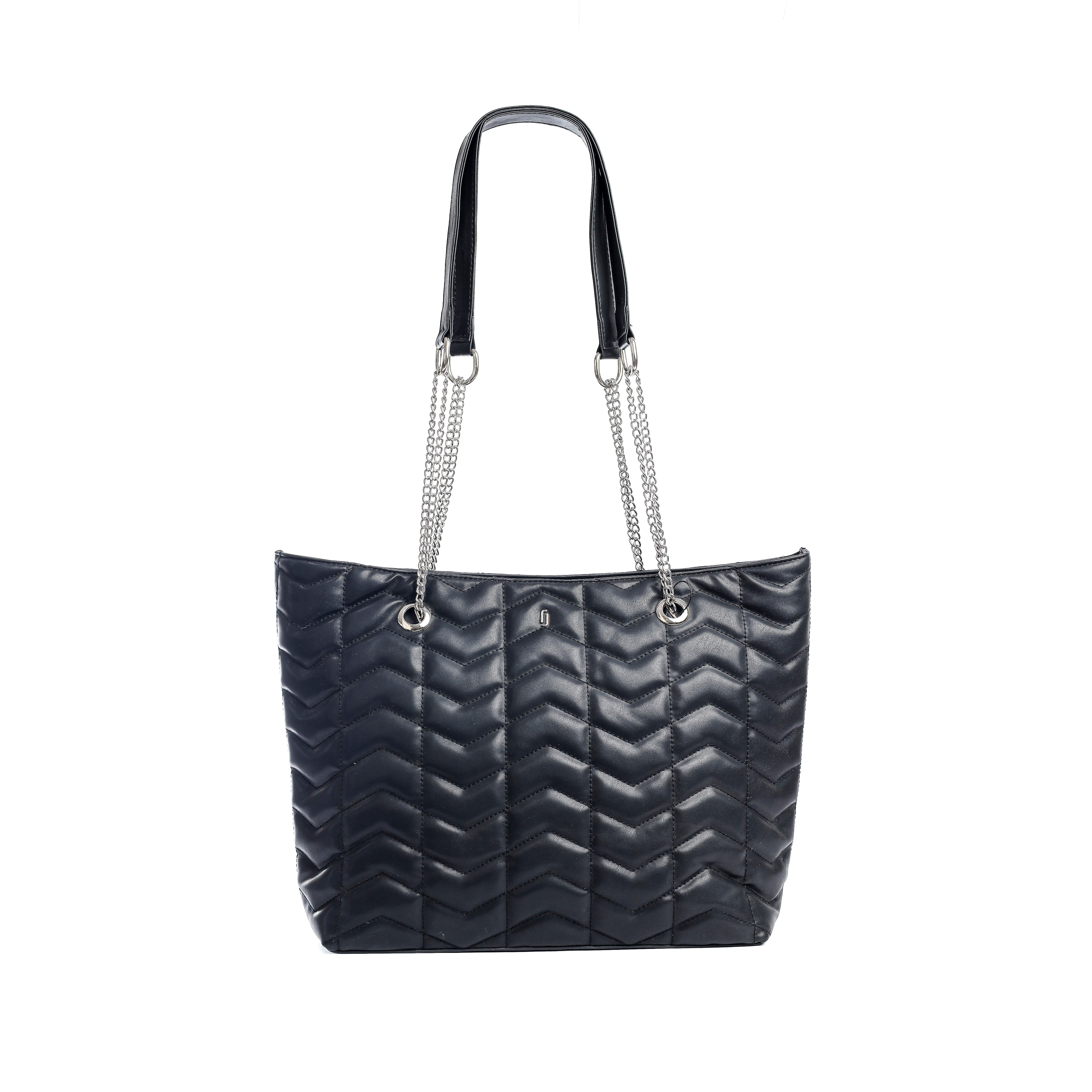 Chevron Chain Tote Black