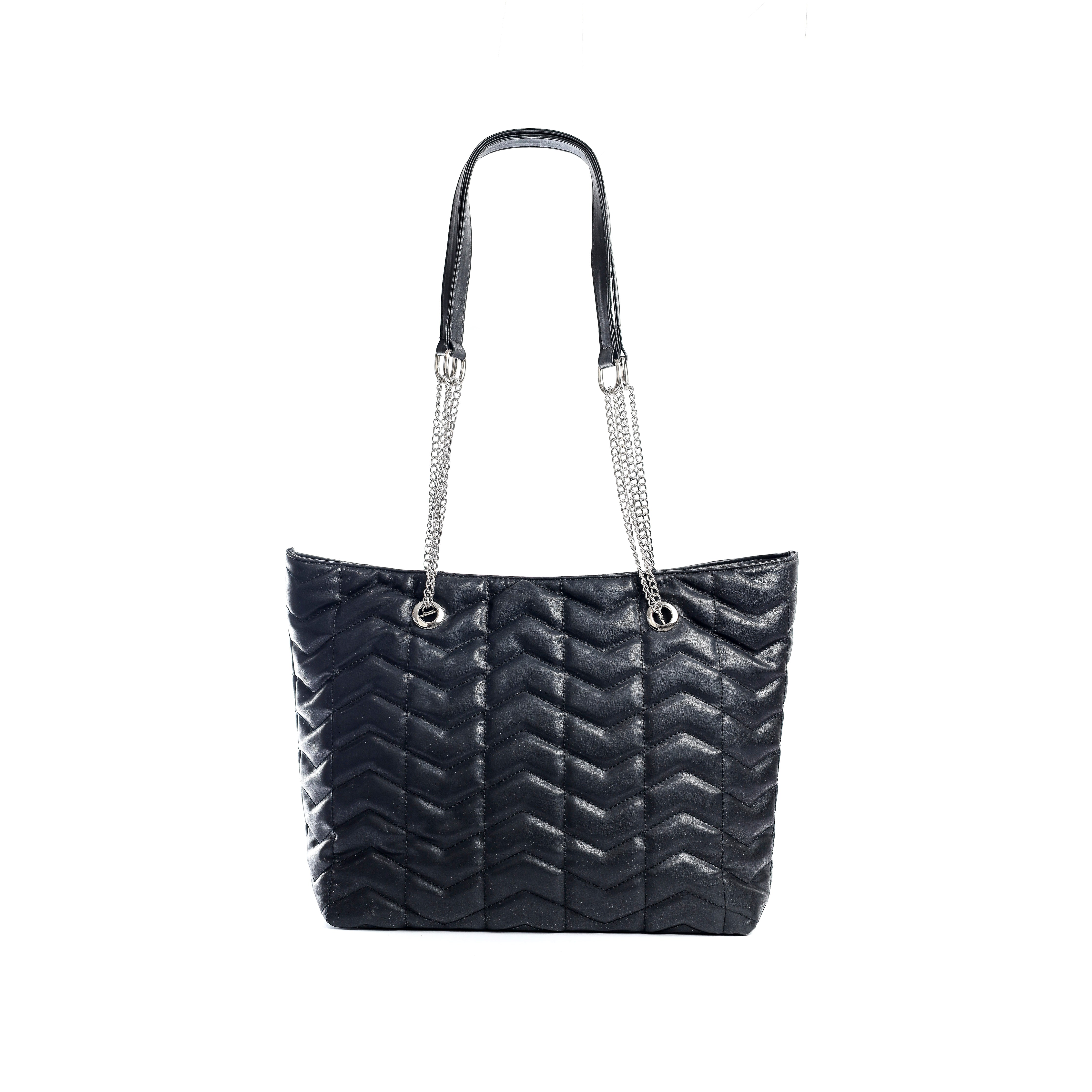 Chevron Chain Tote Black