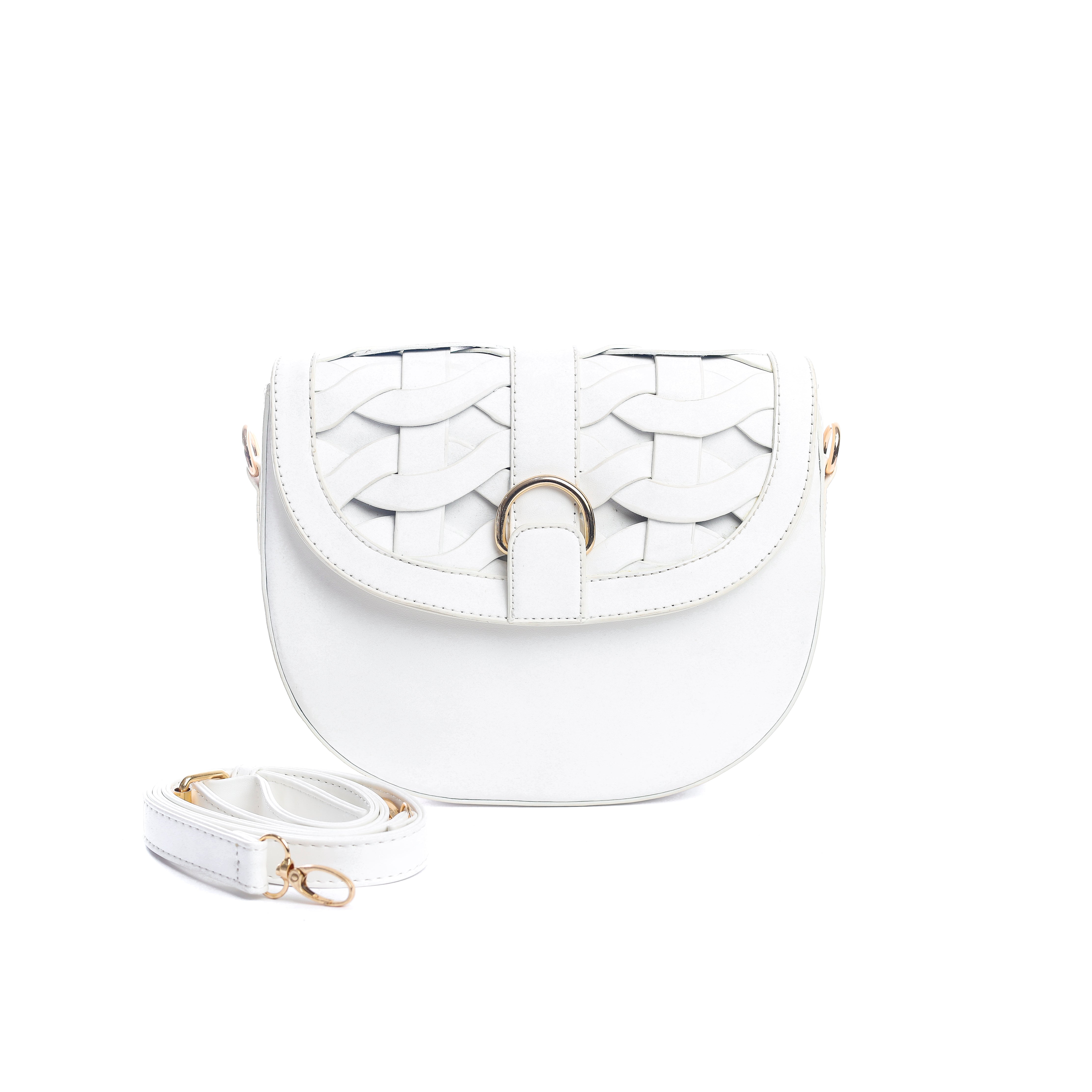 Woven Saddle Bag White