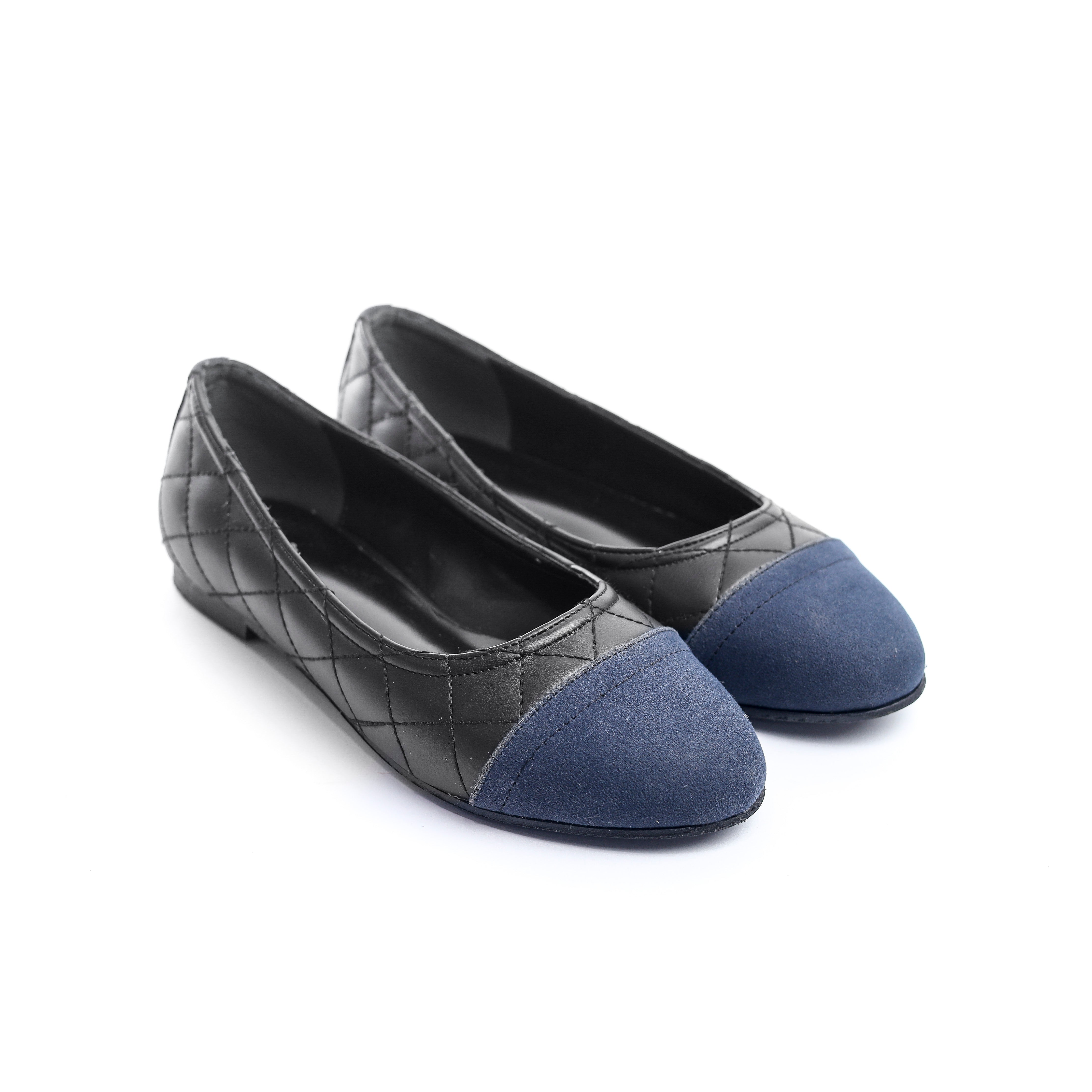 Luxury Stitch Flats Navy