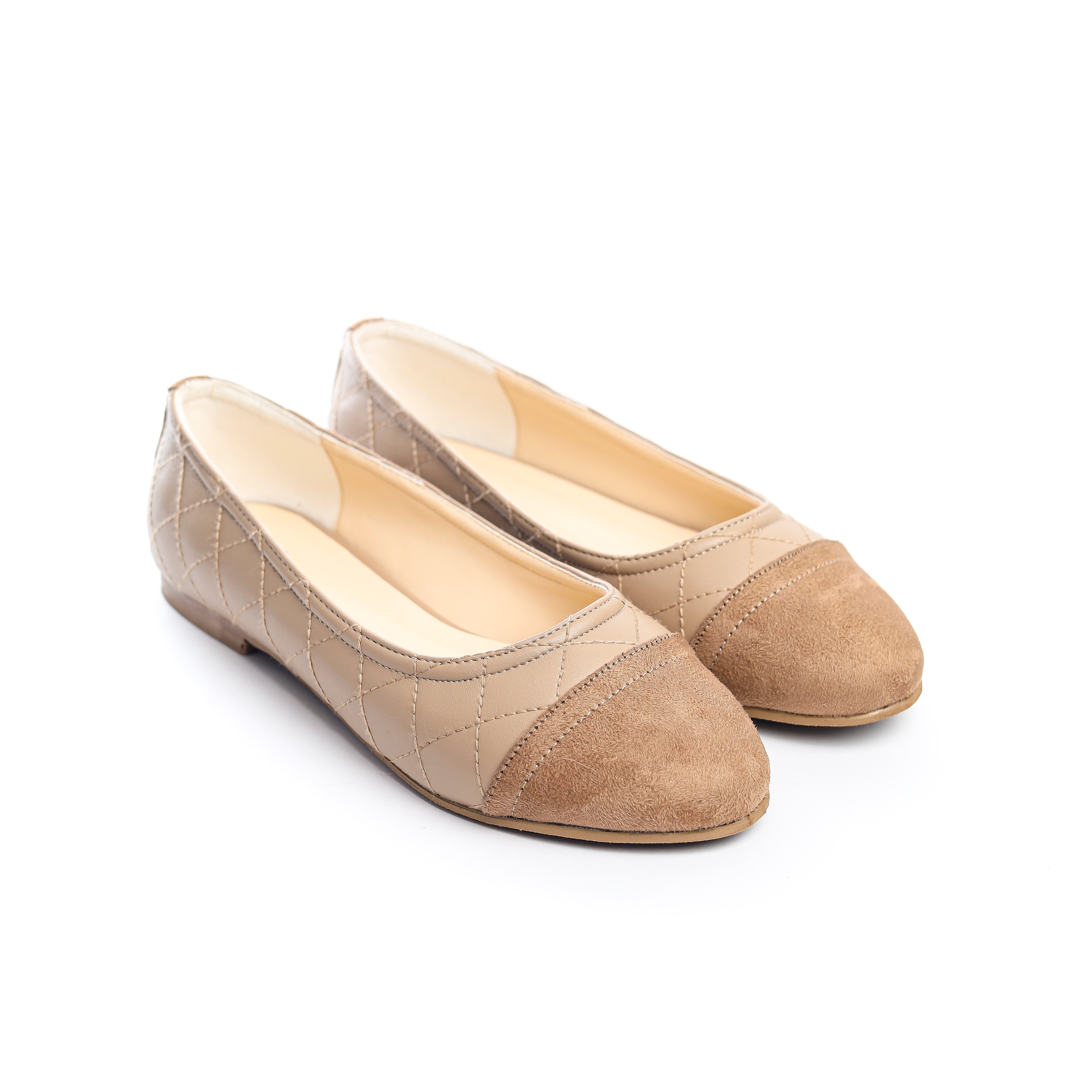 Luxury Stitch Flats Beige