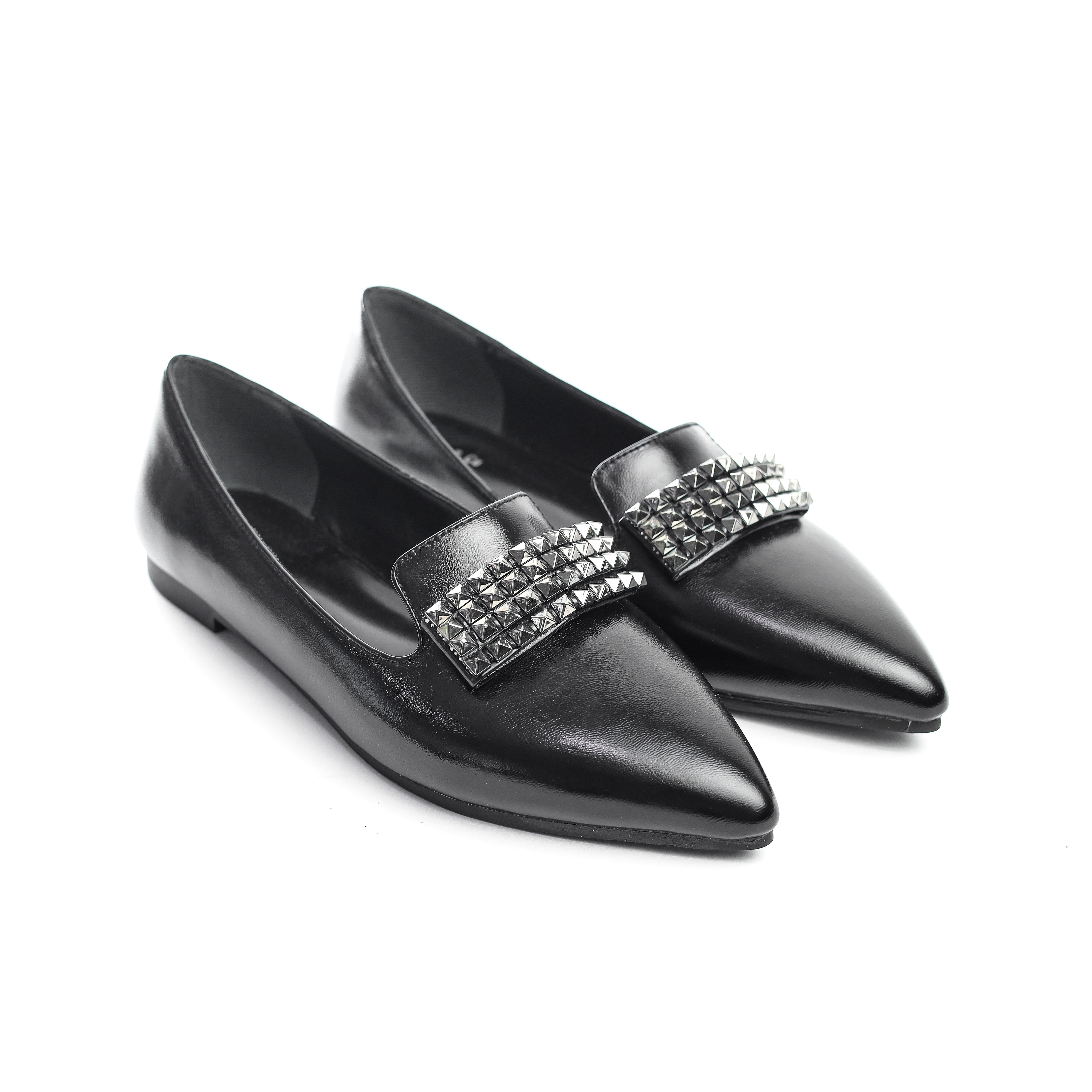 Studded Metallic Loafer Black