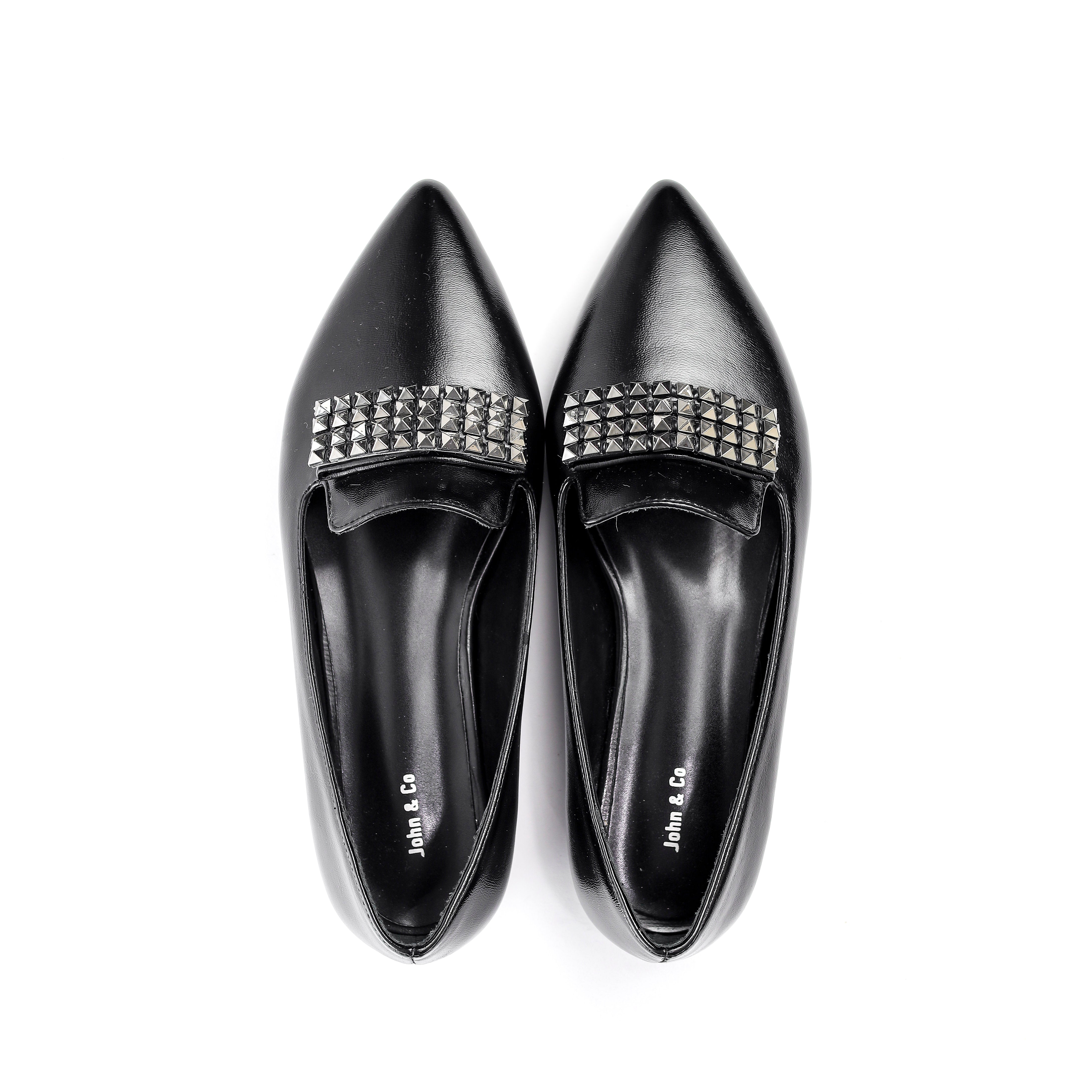 Studded Metallic Loafer Black