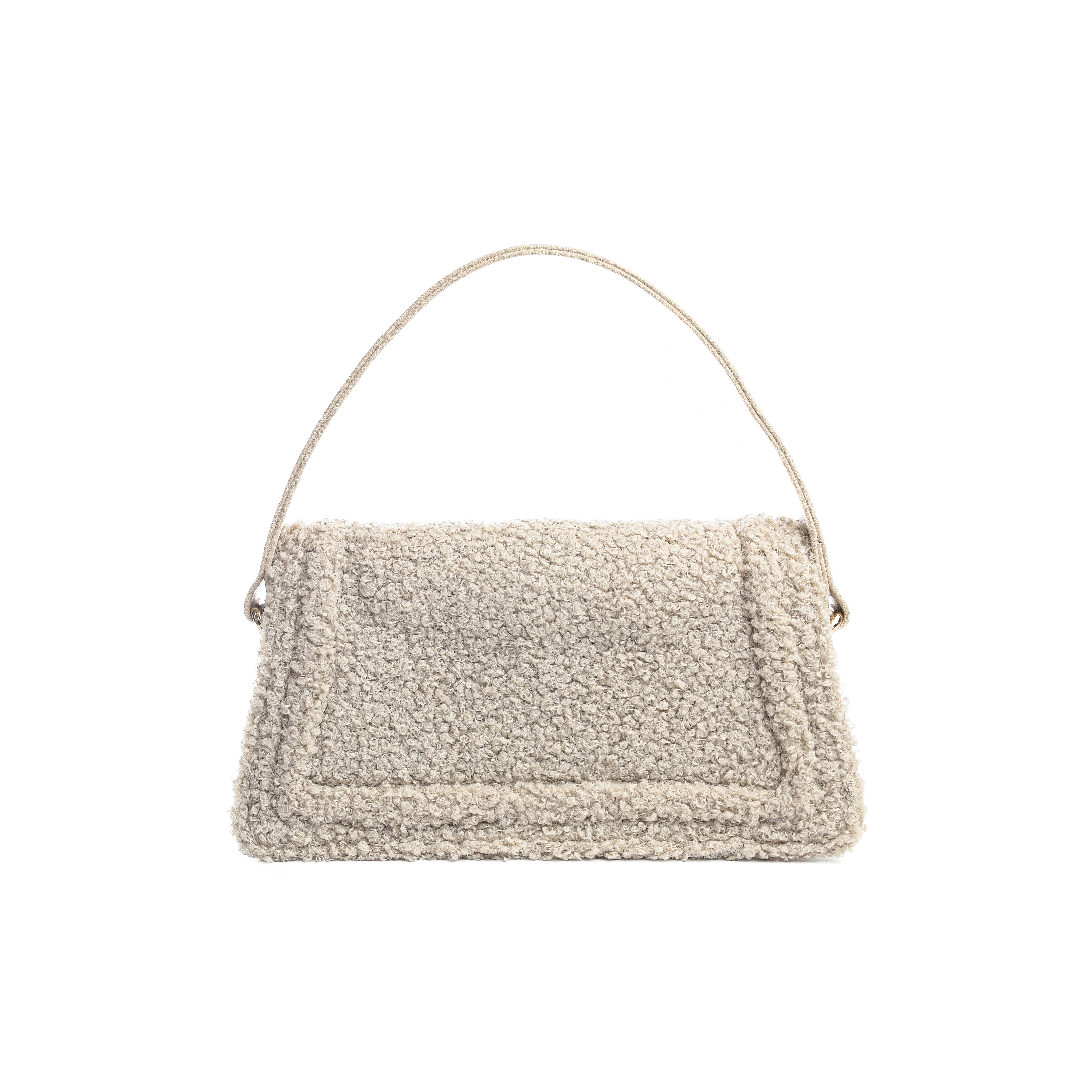 Shearling Style Satchel "Off white"