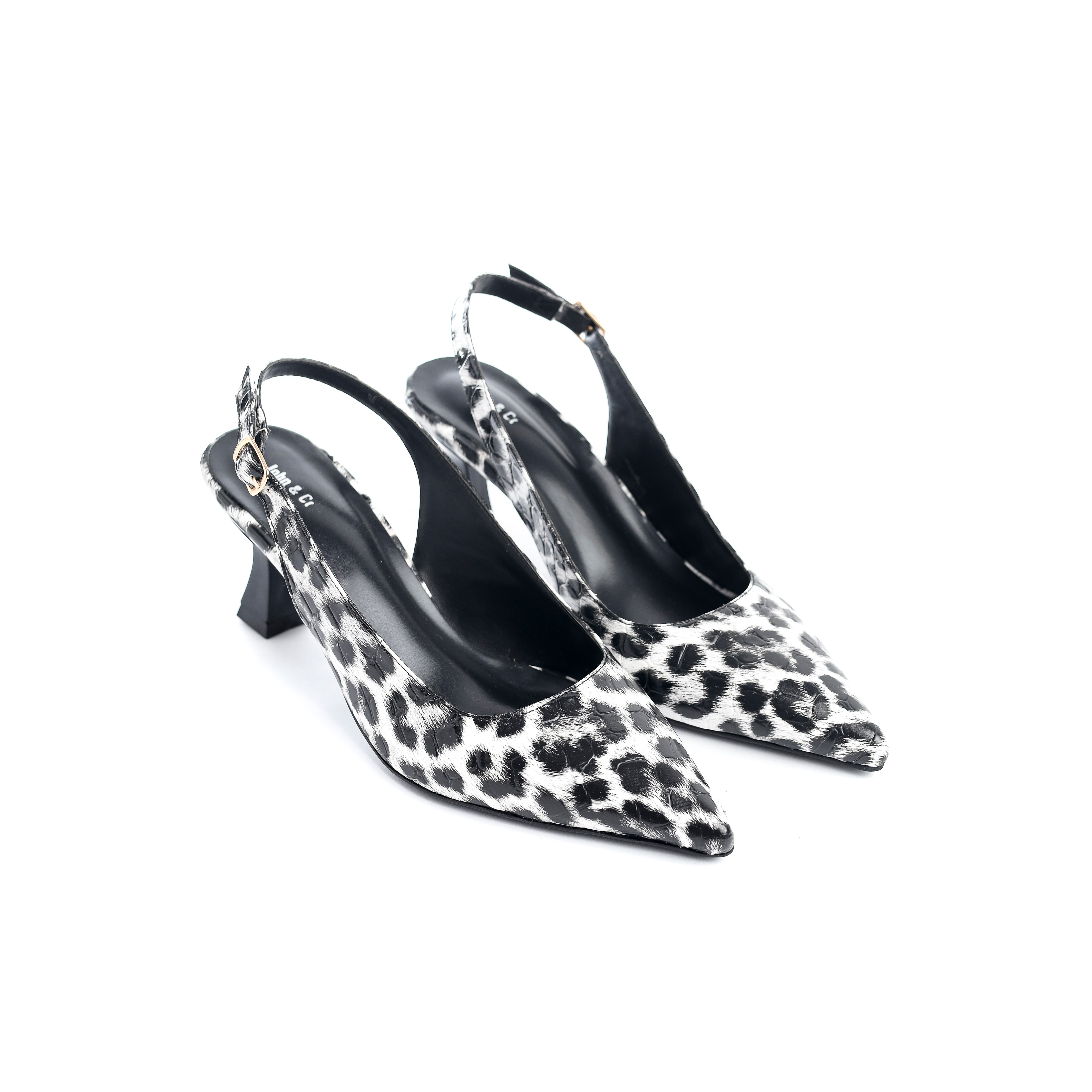 حذاء Wild Stride Slingbacks "Leopard" (أسود وأبيض)