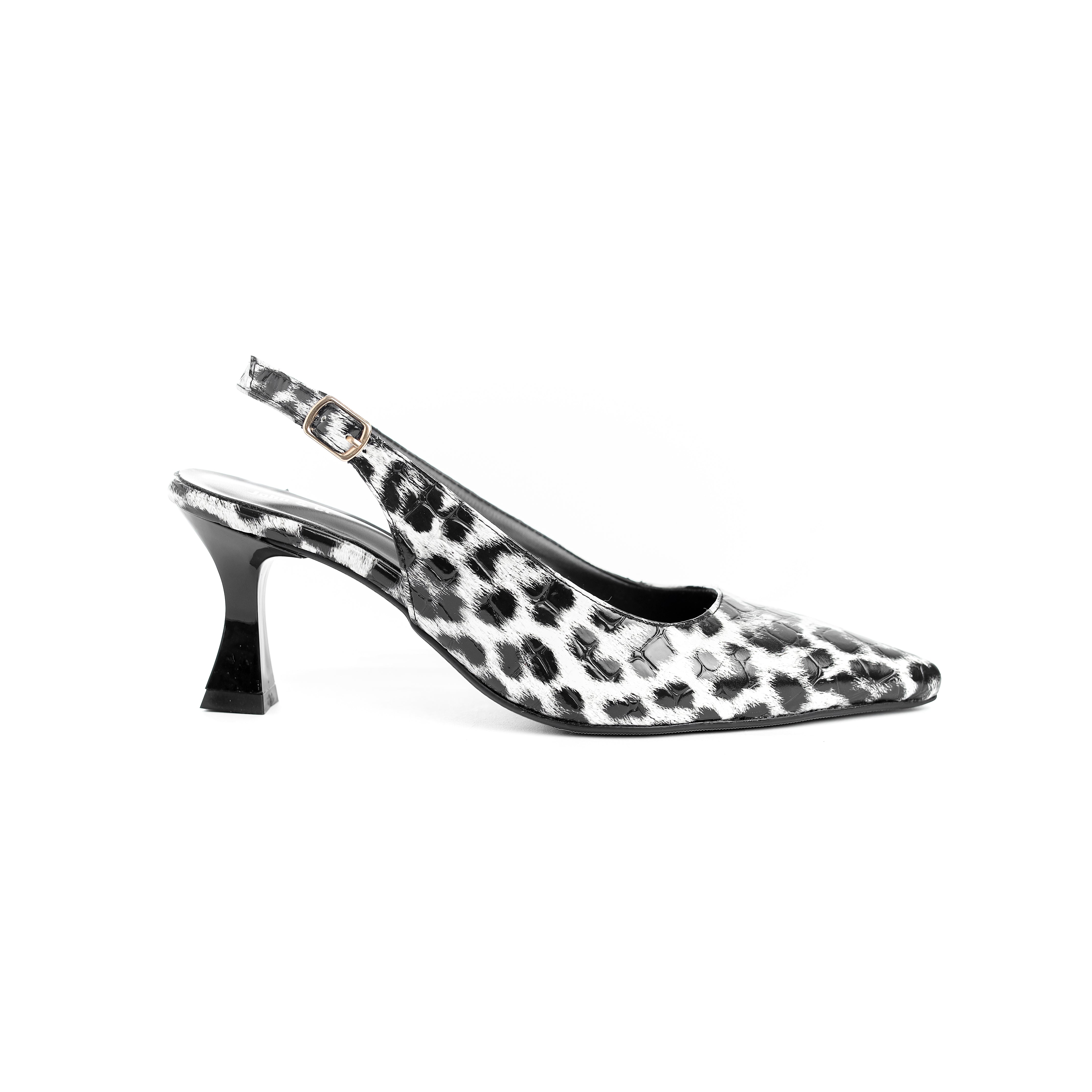 Wild Stride Slingbacks "Leopard" (black & white)