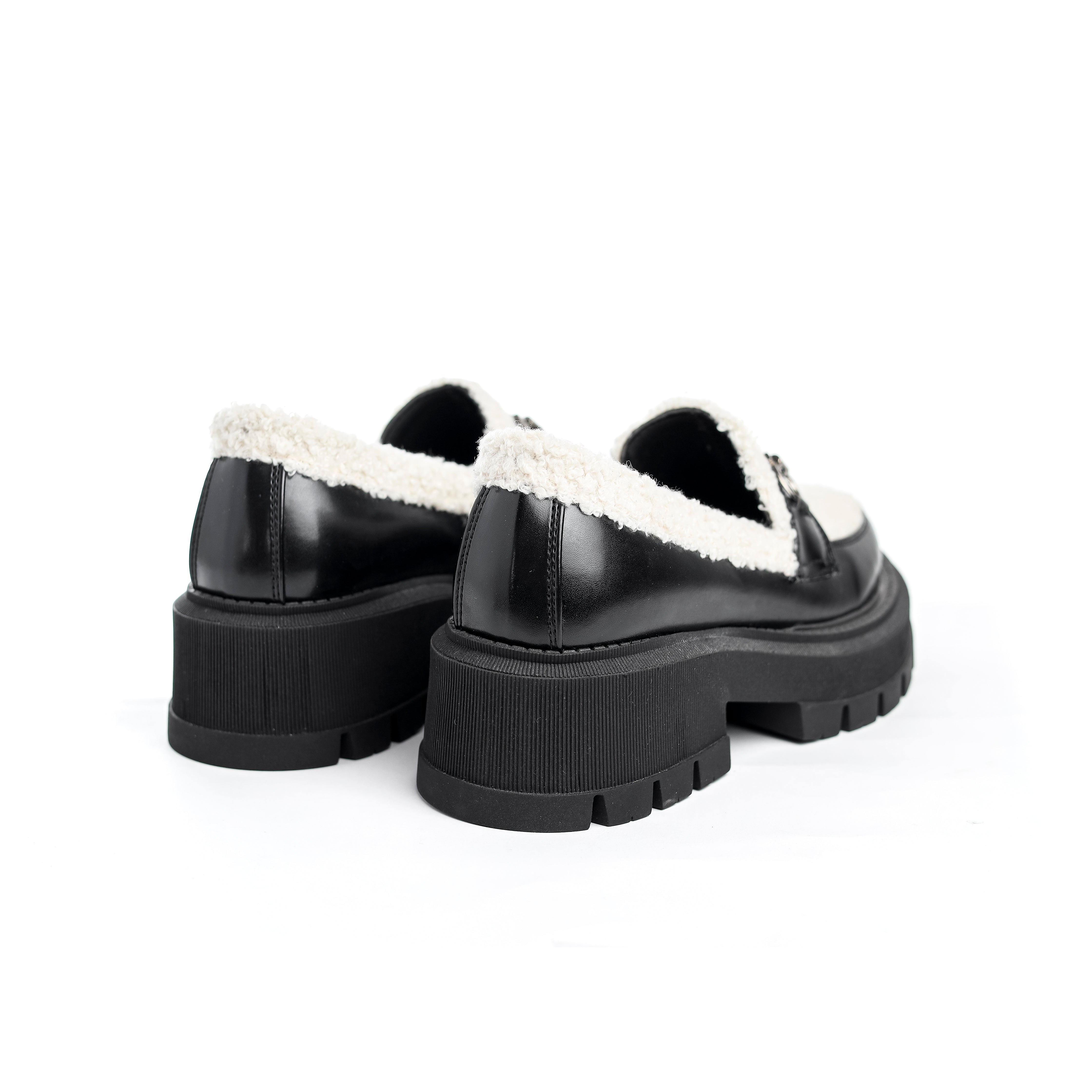 Faux Shearling Luxe Loafer Black and White