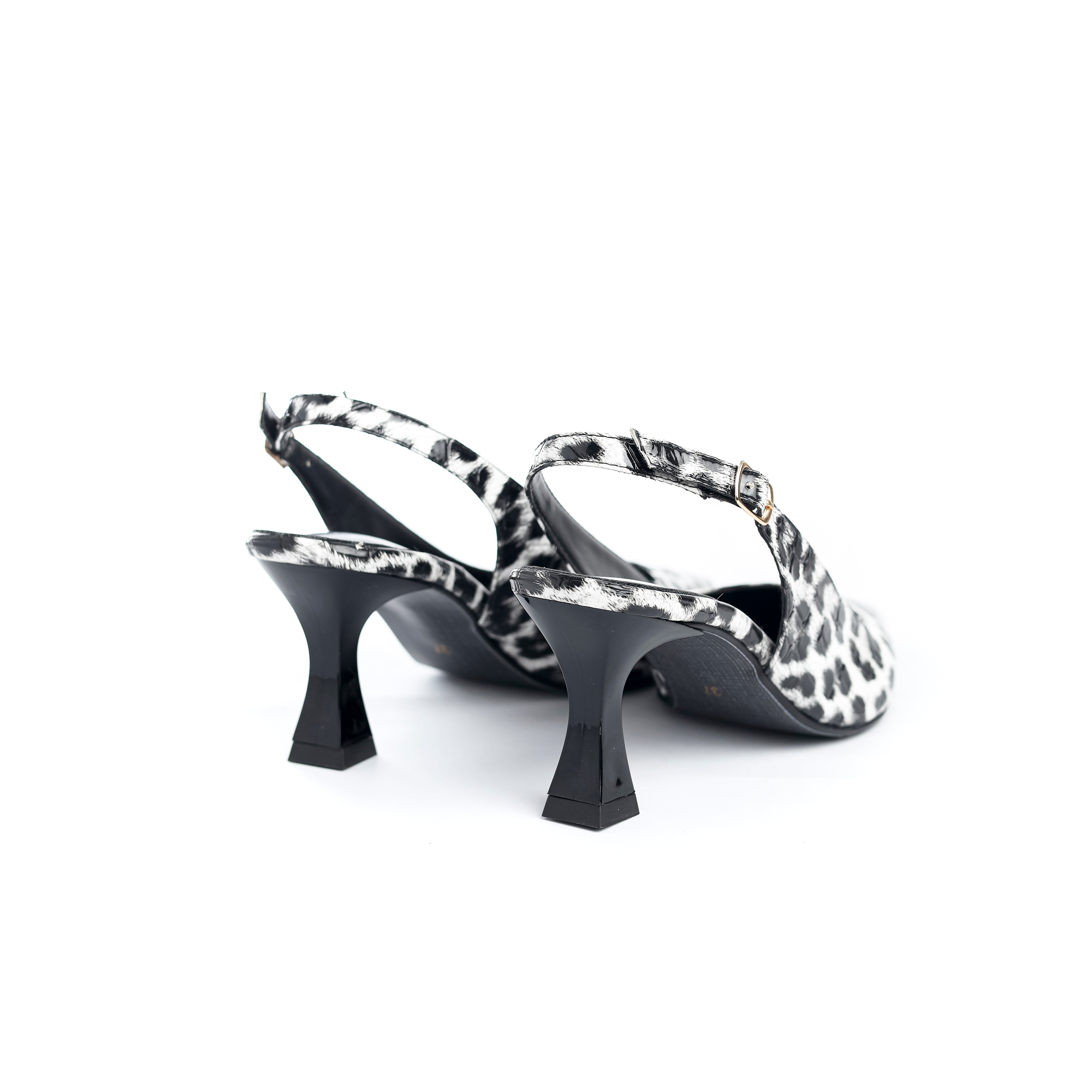 Wild Stride Slingbacks "Leopard" (black & white)