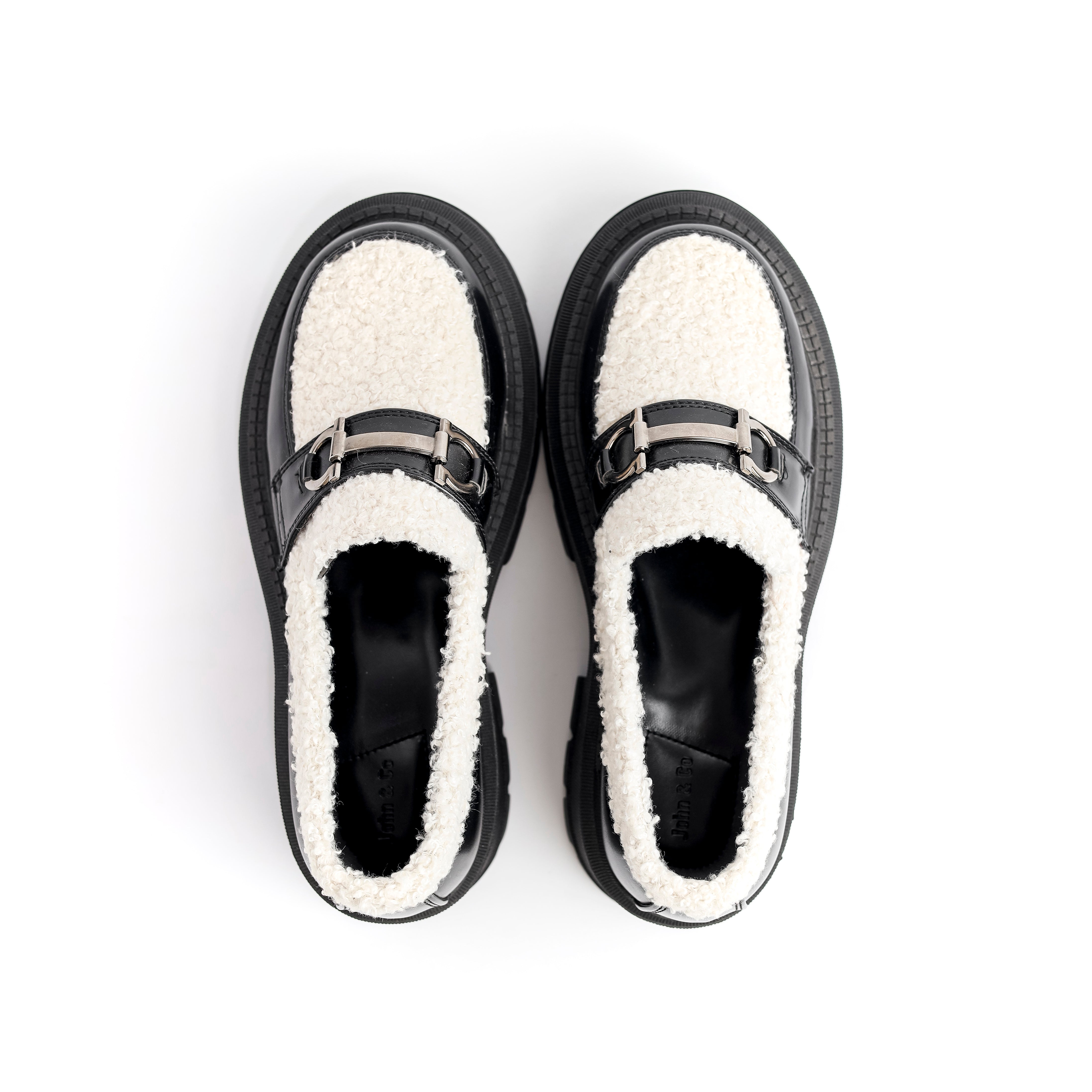 Faux Shearling Luxe Loafer Black and White