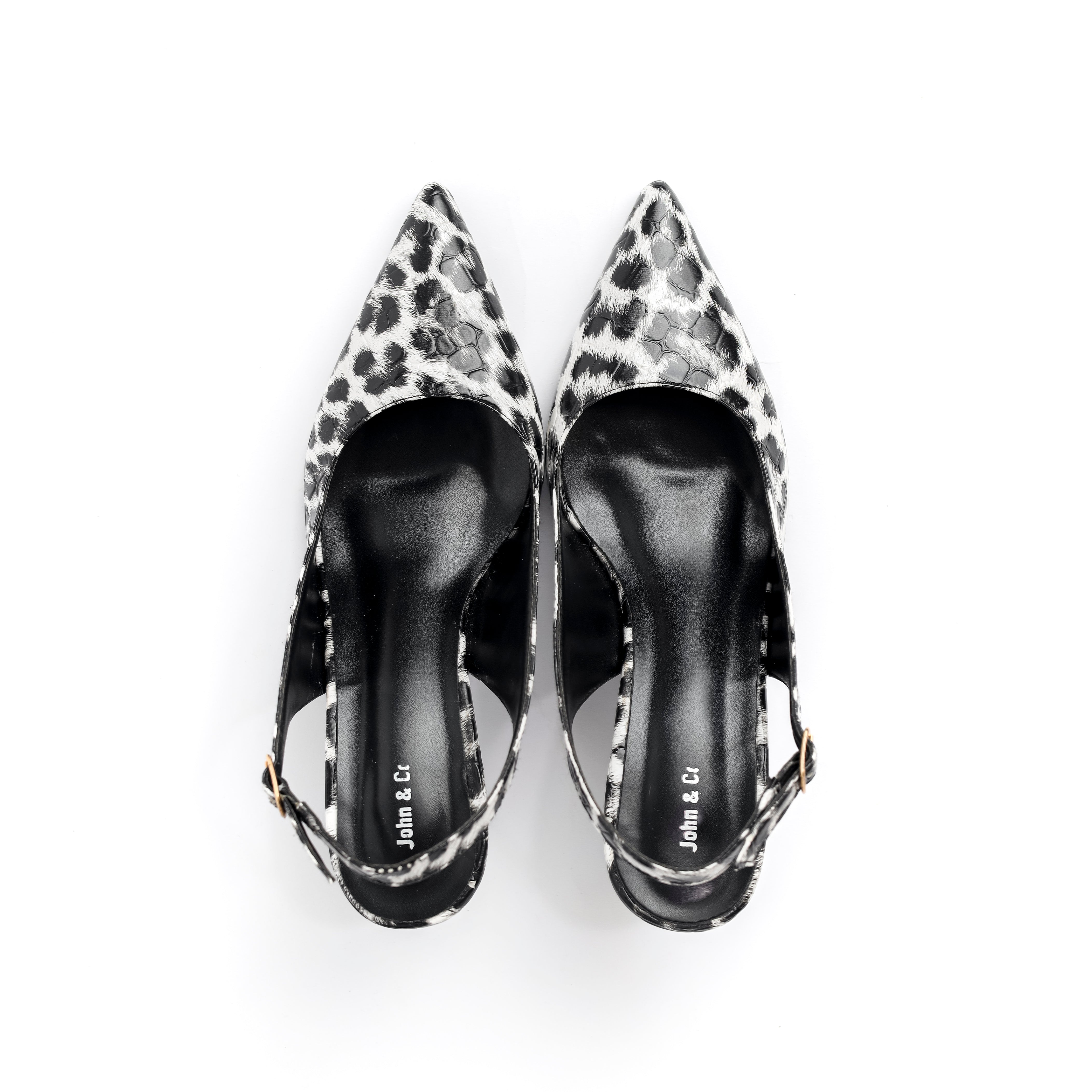 Wild Stride Slingbacks "Leopard" (black & white)