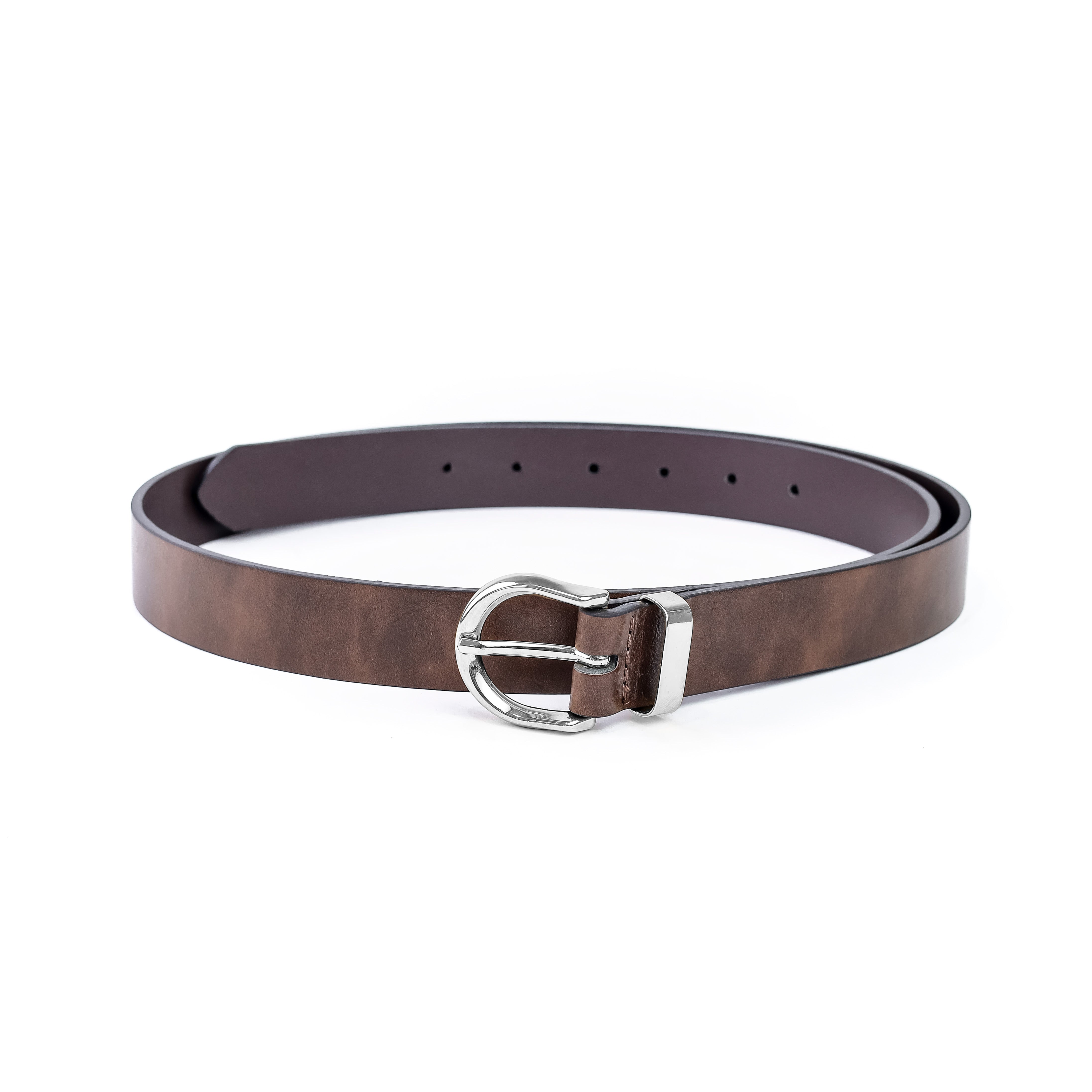 Faux Leather Belt Brown (sliver)