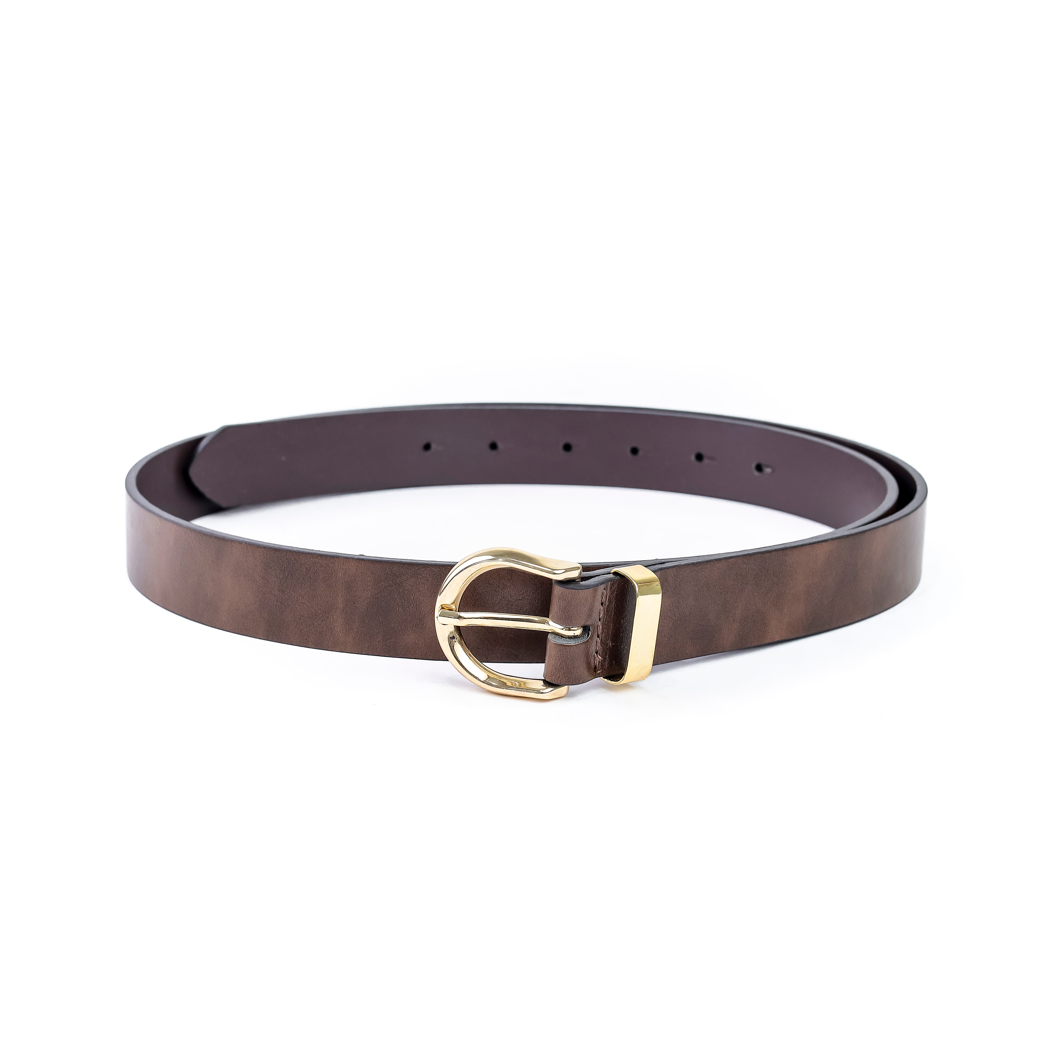 Faux Leather Belt Brown (Gold)