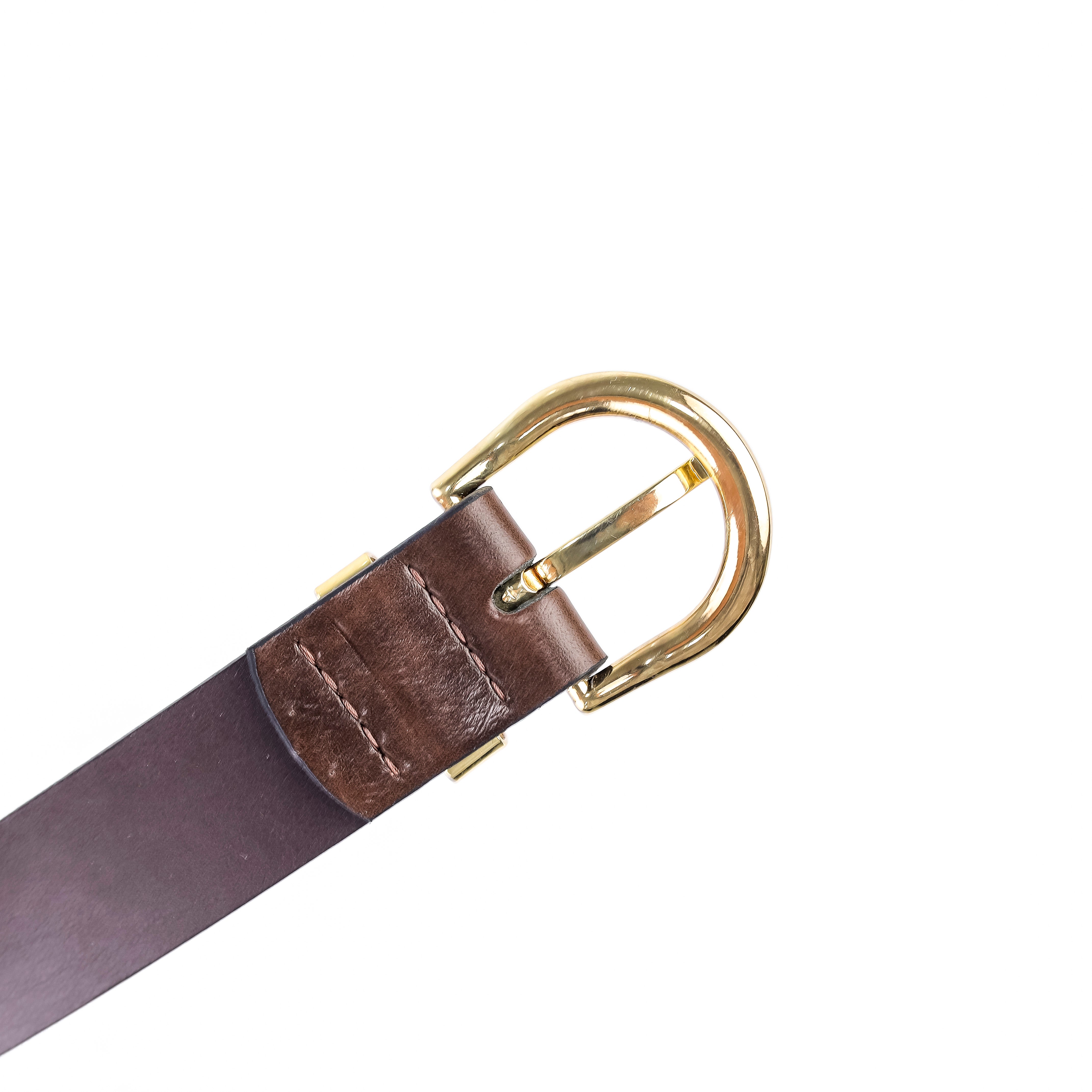 Faux Leather Belt Brown (Gold)